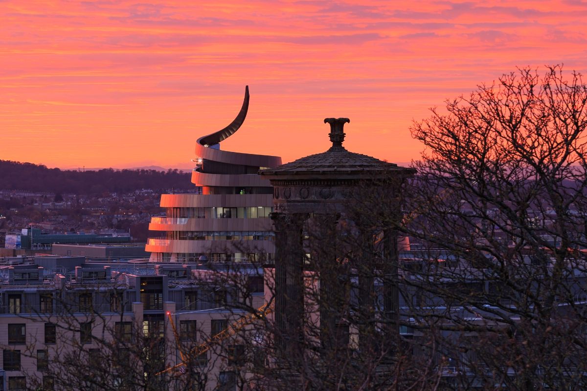 St James Quarter viewed from Calton Hill at Sunset