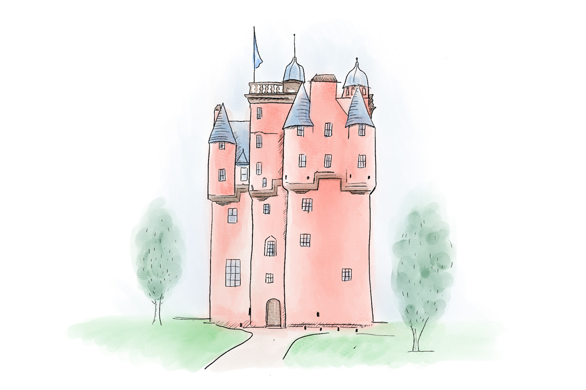 Illustration of a fairytale castle