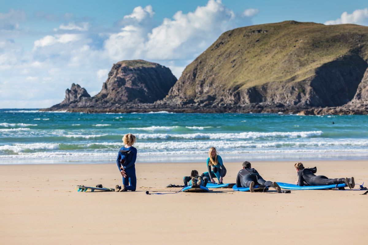 Surfing lessons at Dunnet Bay