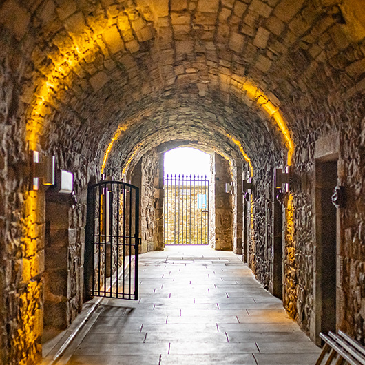 Looking through castle corridors