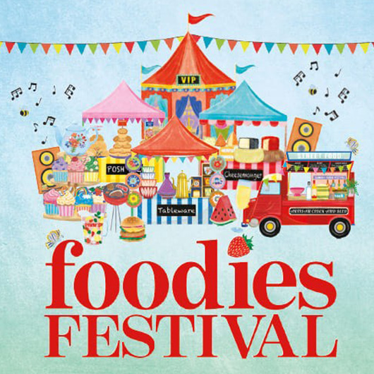Foodies festival with vans and large food tents