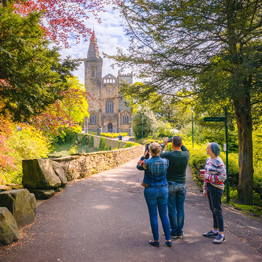 People exploring Dunfermline Abbey